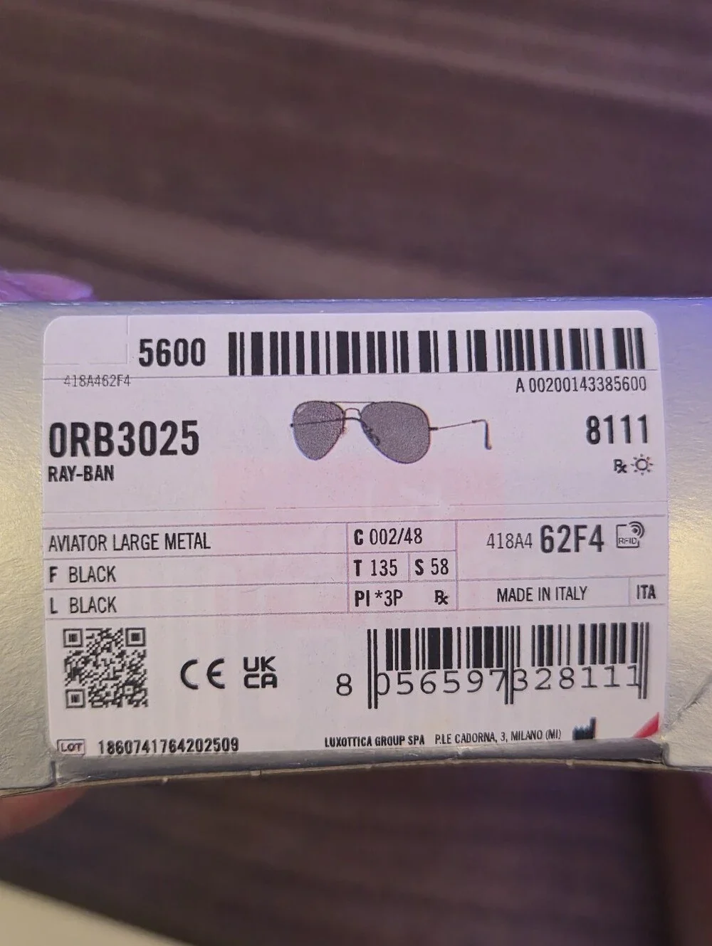 AVIATOR TOTAL BLACK Polarized RB3025 002/48 58-14